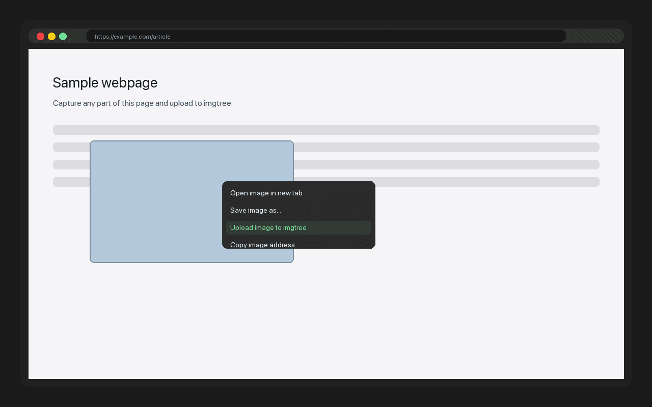 Right-click context menu with imgtree upload options